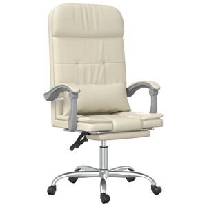 vidaXL Kontorsstol med massage gr&auml;ddvit konstl&auml;der