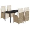 vidaXL Matgrupp f&ouml;r tr&auml;dg&aring;rden med dynor 5 delar beige konstrotting