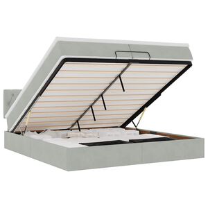 vidaXL Ottoman s&auml;ngram med madrasser ljusgr&aring; 200x200 cm sammet