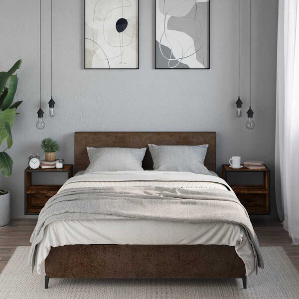 vidaXL V&auml;ggmonterade s&auml;ngbord 2 st r&ouml;kf&auml;rgad ek 40x31x39,5 cm