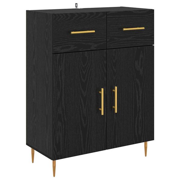 vidaXL Sideboard med l&aring;da Svart Ek 69,5 x 34 x 90 cm Konstruerat tr&auml;