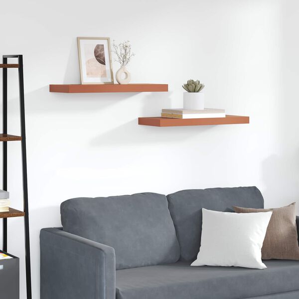 vidaXL V&auml;gg hylla med lagring 2 pcs R&ouml;d 60 x 23 x 4 cm Konstruerat tr&auml;