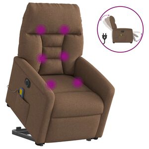 vidaXL Elektrisk massagef&aring;t&ouml;lj med uppresningshj&auml;lp brun tyg