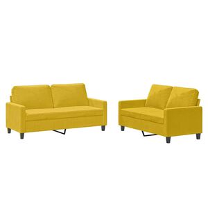 vidaXL Soffgrupp med dynor 2 delar gul sammet