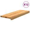 vidaXL Trappstegsmattor 12 pcs ljusbrun 70x25x2 cm massiv ek