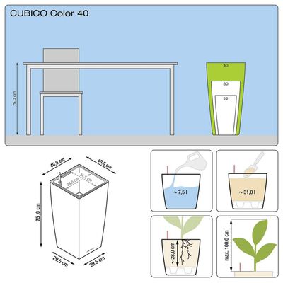 LECHUZA Blomkruka Cubico Color 40 ALL-IN-ONE vit 13150