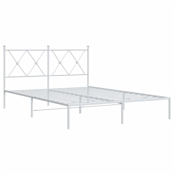 vidaXL Sängram med huvudgavel metall vit 140x190 cm
