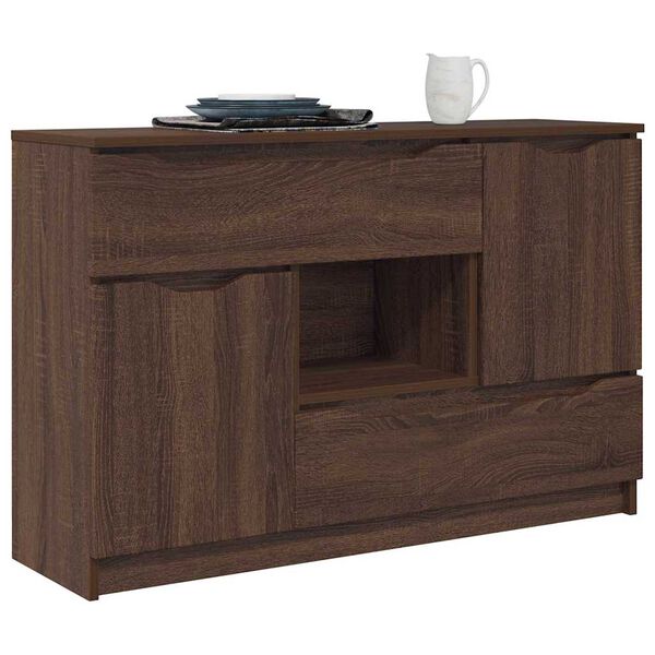 vidaXL Sideboard med l&aring;da Brun Ek 100 x 30 x 65,6 Konstruerat tr&auml;