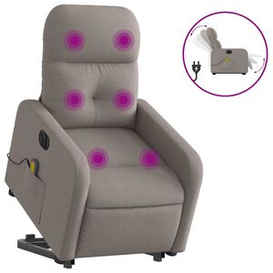 vidaXL Elektrisk massagef&aring;t&ouml;lj med uppresningshj&auml;lp taupe tyg