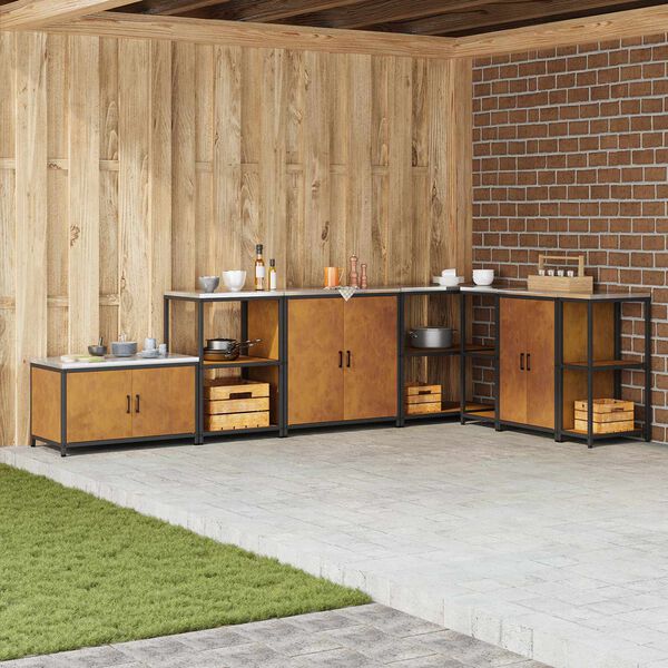 vidaXL K&ouml;ksf&ouml;rvaring med hylla med lagring Rostig 60 x 50 x 92 cm St&aring;l