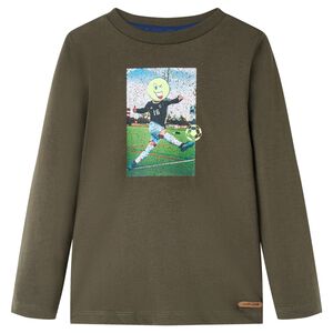 vidaXL T-shirt med l&aring;nga &auml;rmar f&ouml;r barn khaki 104