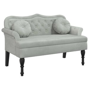 vidaXL B&auml;nk med kuddar ljusgr&aring; 120,5x65x75 cm sammet