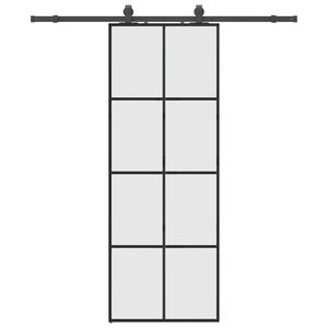 vidaXL Skjutd&ouml;rr med beslag svart 76x205 cm ESG-glas