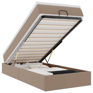 vidaXL Ottoman s&auml;ngram med madrass cappuccino 90x190 cm konstl&auml;der