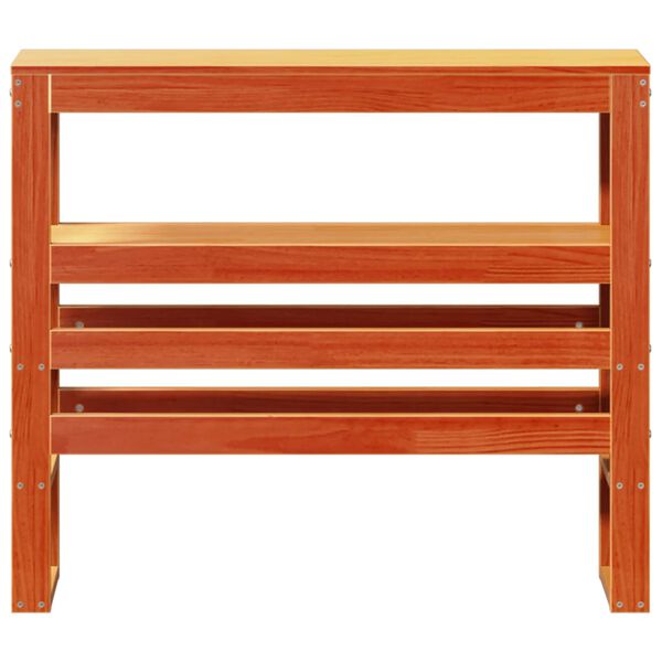 vidaXL Huvudgavel med hyllor vaxbrun 90 cm massiv furu