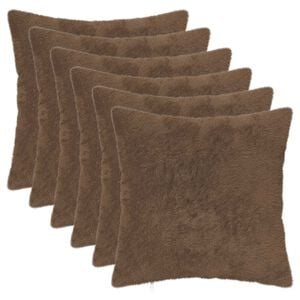 vidaXL Kudd&ouml;verdrag 6 st HEERLEN Ljusbrun 30 x 30 cm Faux Kaninp&auml;ls