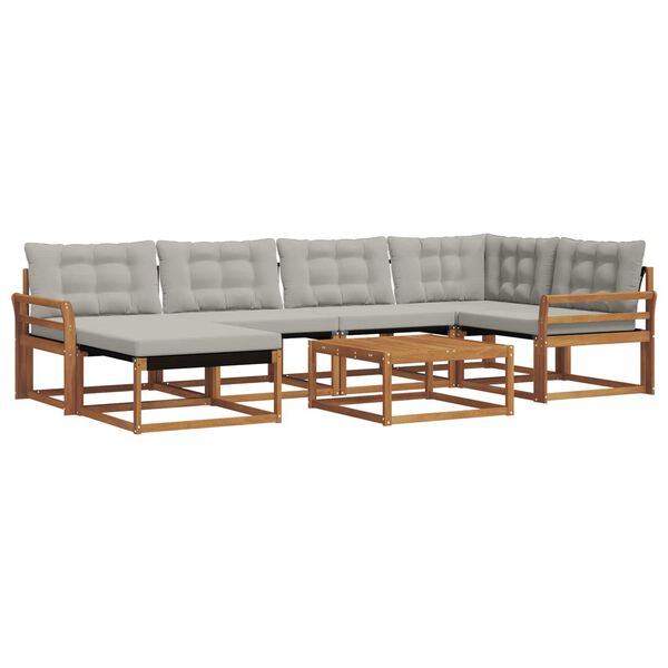 vidaXL Utomhussoffset 7 pcs Naturlig och Ljus Gr&aring; Massivt Akaciatr&auml;