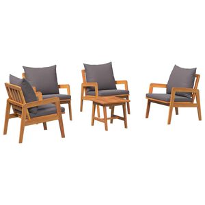 vidaXL Bistroset 5 st Brun Massivt Akaciatr&auml;