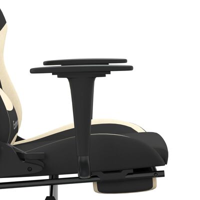 vidaXL Gamingstol med fotstöd och massage svart och gräddvit tyg