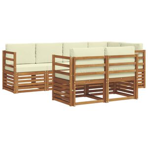 vidaXL Sektionsoffgrupp med kudde 7 pcs Naturlig och Gr&auml;dde