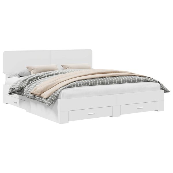 vidaXL S&auml;ngram med huvudgavel Vit 200 x 200 cm Konstruerat tr&auml;