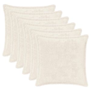 vidaXL Kudd&ouml;verdrag 6 st HOUTEN Vit 30 x 30 cm Faux Kaninp&auml;ls