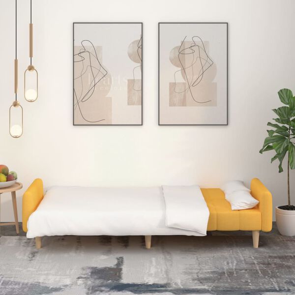 vidaXL B&auml;ddsoffa 2-sits gul tyg