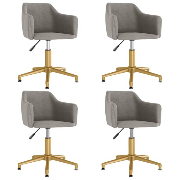 vidaXL Snurrbara matstolar 4 st gr&aring; sammet