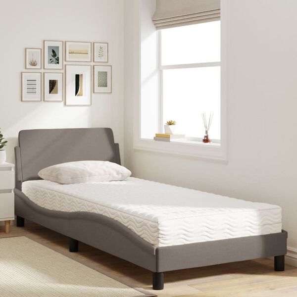 vidaXL Bed with Mattress "Dover" Taupe 90x190 cm Fabric