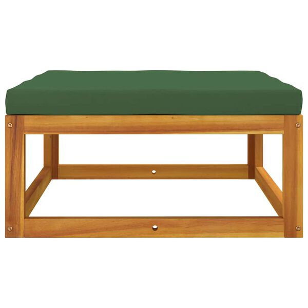 vidaXL Pall för trädgården med grön dyna massivt akaciaträ