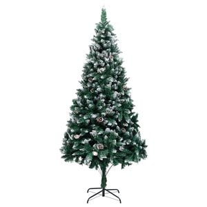 vidaXL Plastgran med kottar och vit sn&ouml; 240 cm