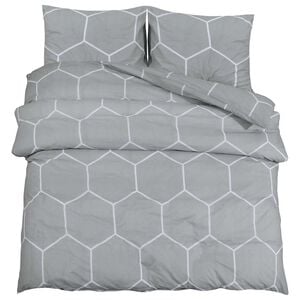 vidaXL P&aring;slakanset gr&aring; och vit 200x200 cm bomull