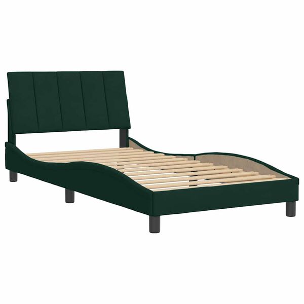 vidaXL Bed Frame without Mattress "Hanko" Dark Green 100x200 cm Velvet