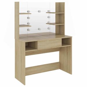 vidaXL Sminkbord med LED-belysning 100x40x135 cm MDF ek