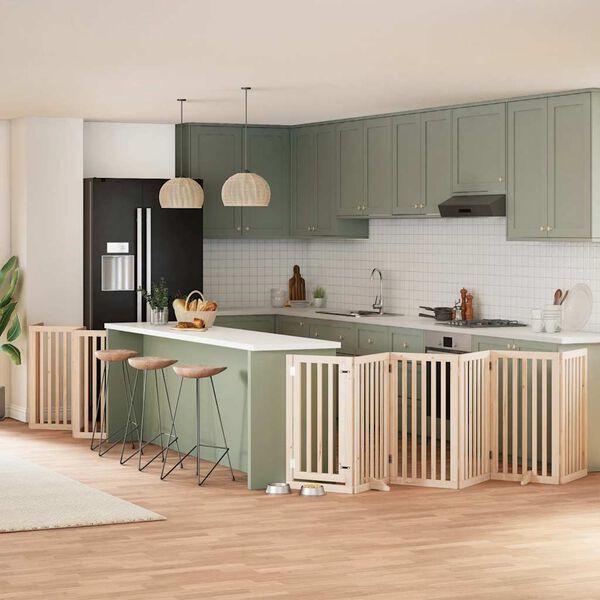 vidaXL Hundgrind med d&ouml;rr vikbar 15 paneler 750 cm poppel