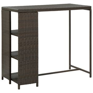 vidaXL Barbord med f&ouml;rvaringshyllor brun 120x60x110 cm konstrotting