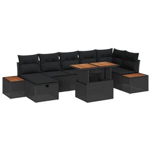 vidaXL Tr&auml;dg&aring;rdsoffset 8 pcs Svart konstrotting