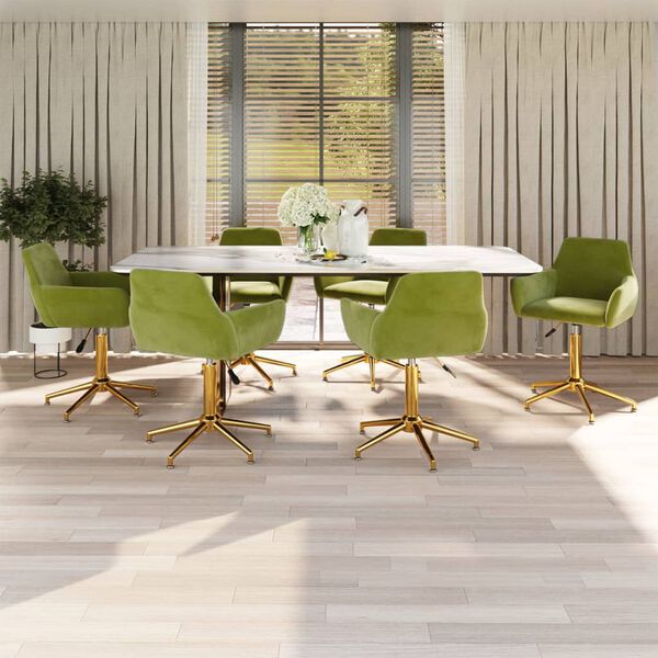 vidaXL Snurrbara matstolar 6 st ljusgr&ouml;n sammet