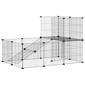vidaXL Hundg&aring;rd svart 20 paneler 35x35 cm st&aring;l