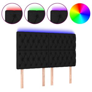 vidaXL S&auml;nggavel LED svart 144x7x118/128 cm tyg
