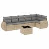 vidaXL Matgrupp f&ouml;r tr&auml;dg&aring;rden med dynor 7 delar beige konstrotting