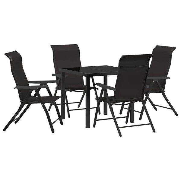 vidaXL Trädgårdsmöbelset 5 pcs Svart kaffe Poly rattan
