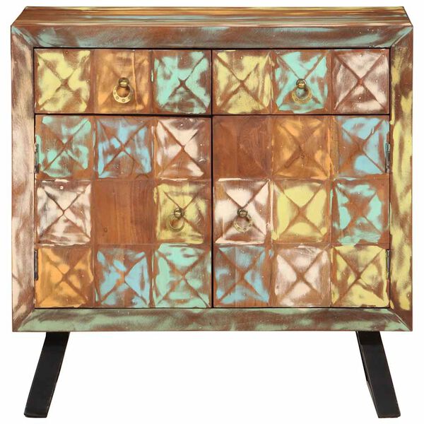 vidaXL Byrå flerfärgad 70x35x70 cm massivt återvunnet trä