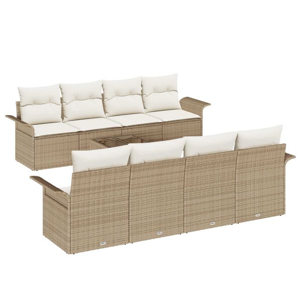 vidaXL Tr&auml;dg&aring;rdsoffset 9 pcs Beige Poly rattan