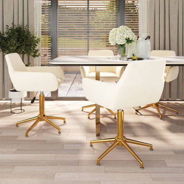 vidaXL Snurrbara matstolar 4 st gr&auml;ddvit sammet