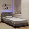 vidaXL Bed Frame with LED without Mattress "Hvar" Taupe 90x190 cm Fabric