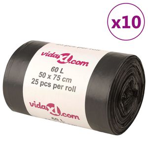 vidaXL Avfallsp&aring;sar 250 st svart 60 L
