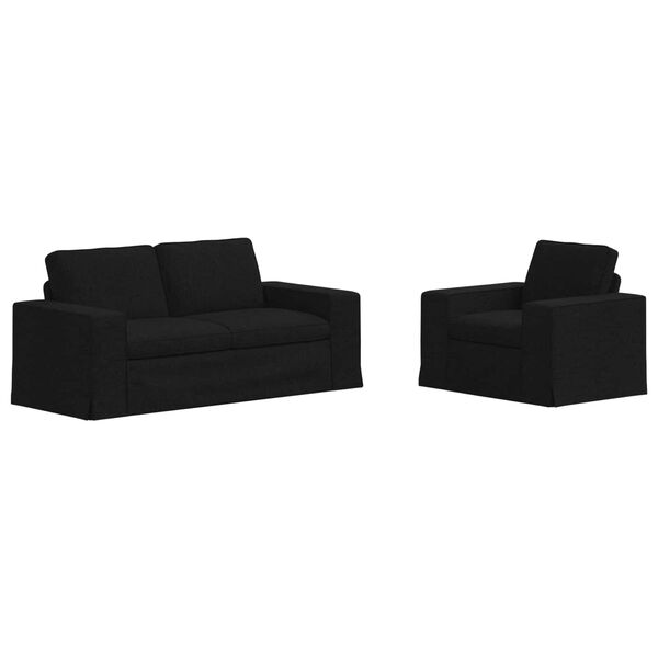 vidaXL Soffa 2 pcs Svart 182 x 80 x 82 cm tyg