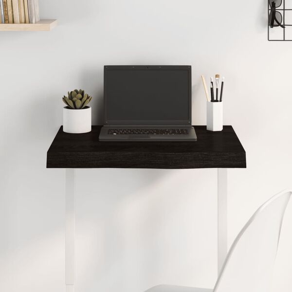 vidaXL Bordsskiva mörkbrun 60x50x(2-6) cm behandlad massiv ek