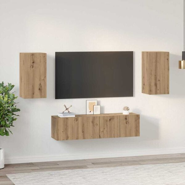 vidaXL TV-b&auml;nkset 4 pcs artisan ek 30.5 x 30 x 60 cm Konstruerat tr&auml;